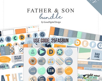 Father & Son Scrapbook Kit: Dad Clipart, Papers, Elements (Digital Download)