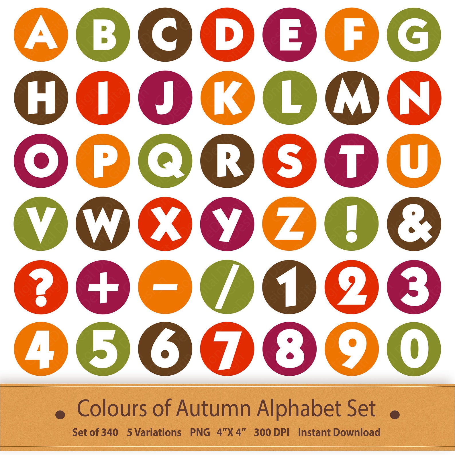Autumn Digital Alphabet Letters Printable Autumn Clipart Etsy