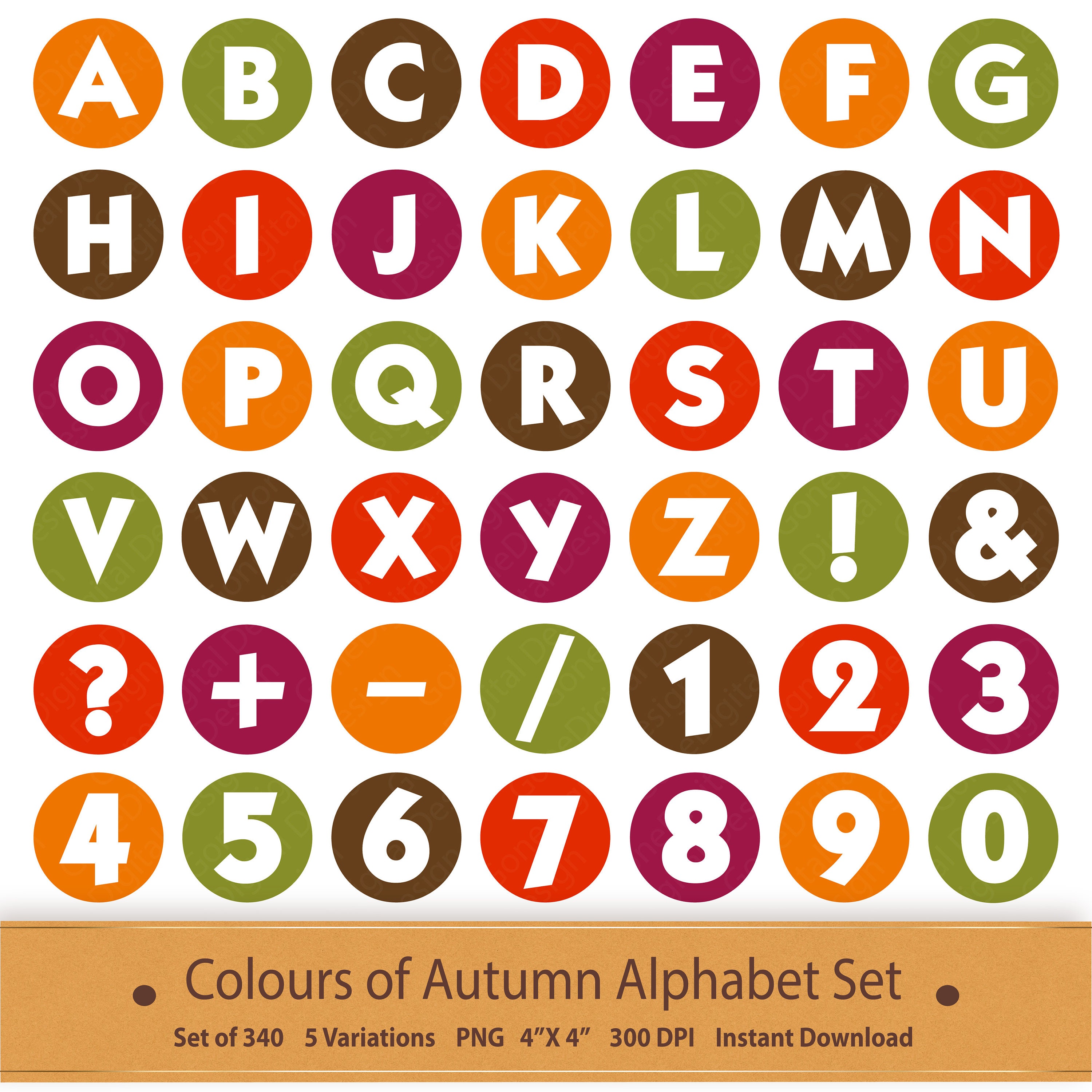 autumn digital alphabet letters printable autumn clipart etsy