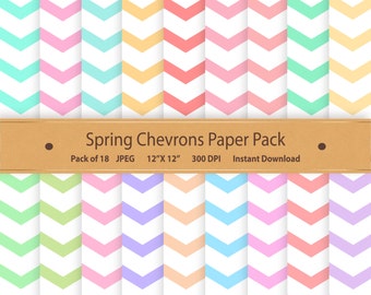 Digital Paper Spring Chevrons Digital Scrapbooking Chevron Digital Paper Pack Pastel Scrapbook Cardmaking Commercial Use Blue Green Pink