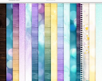 Shimmery Digital Paper Pack: Glitter, Watercolor, Woodgrain (Digital Download)