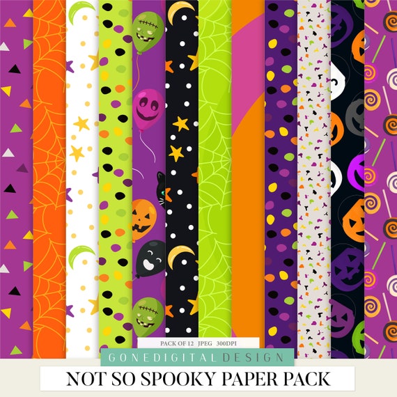 Cute Halloween Papers Digital Paper Pack Halloween Printable Pattern Digital Scrapbook Paper Pumpkin Paper Moon Stars Halloween Candy Art Il_570xn