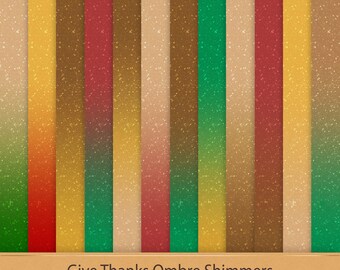 Thanksgiving Shimmer Digital Paper: Autumn Ombre Scrapbook (Digital Download)