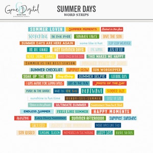 Summer Digital Words Stickers Digital Word Art Word Strips Summer Quotes Stickers Summer Sayings Word Clipart Journal Stickers Journaling