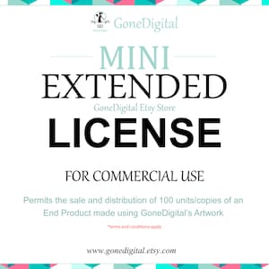 Mini Extended License for Commercial Use No Credit Add-on: Permit the Sale of 100 Units of an End Product Use with Digital Papers Clip Art