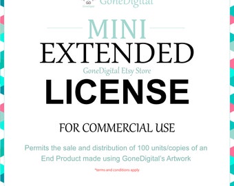 Mini Extended License for Commercial Use No Credit Add-on: Permit the Sale of 100 Units of an End Product Use with Digital Papers Clip Art