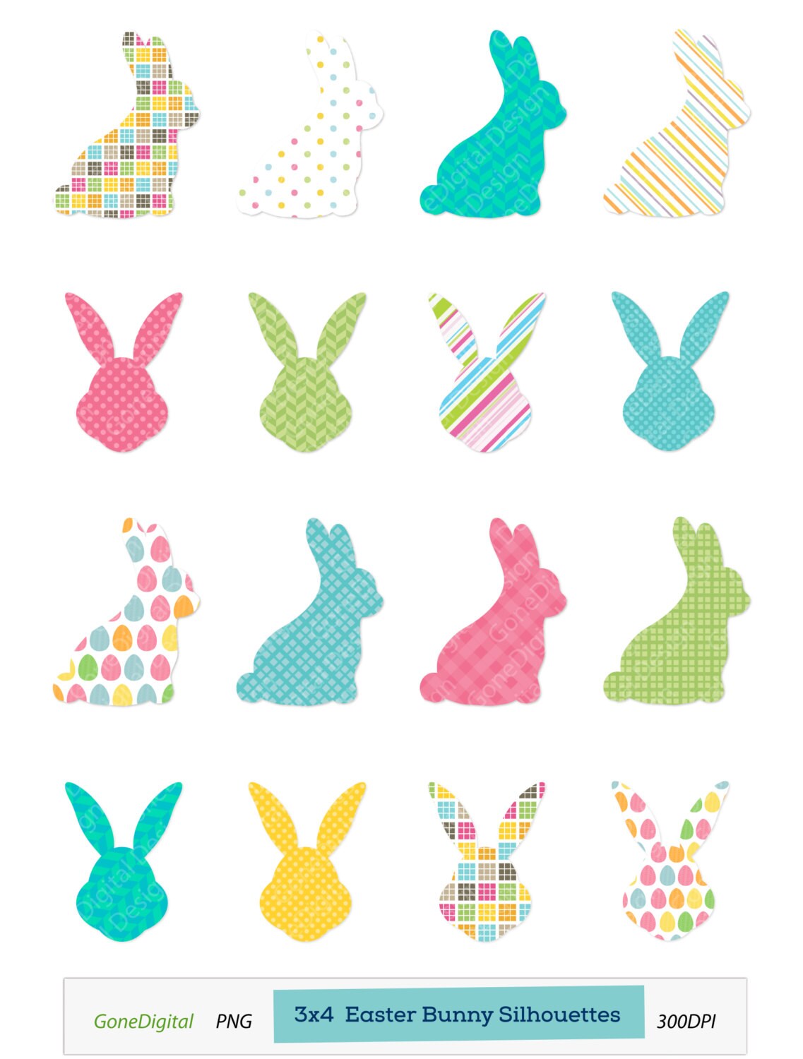 Easter Bunny Silhouette clipart Easter Bunny Clipart Bunny | Etsy