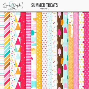 Digital Summer Scrapbook Paper Sprinkles Paper Dessert Pattern Ice Cream Pattern Summer Pattern Summer Paper Popsicle Pattern Food Pattern