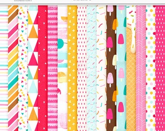 Summer Treats Digital Paper: Ice Cream & Sprinkles (Digital Download)