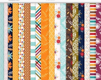 Thanksgiving Scrapbook Paper: Gratitude Autumn Patterns (Digital Download)