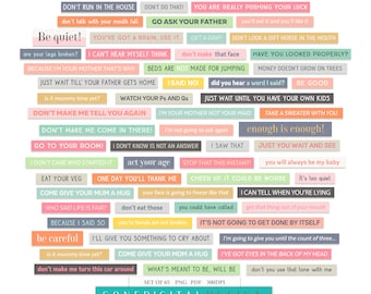 Mom Sayings Word Strips: Scrapbook Stickers (PDF Digital Download)