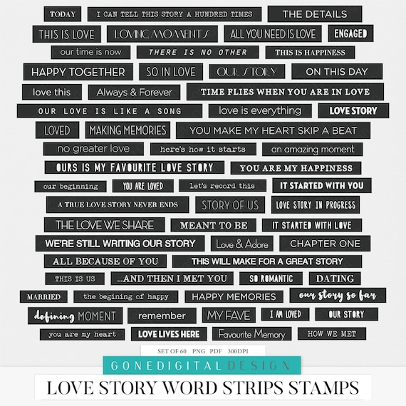love digital word strips word sticker scrapbook printable etsy