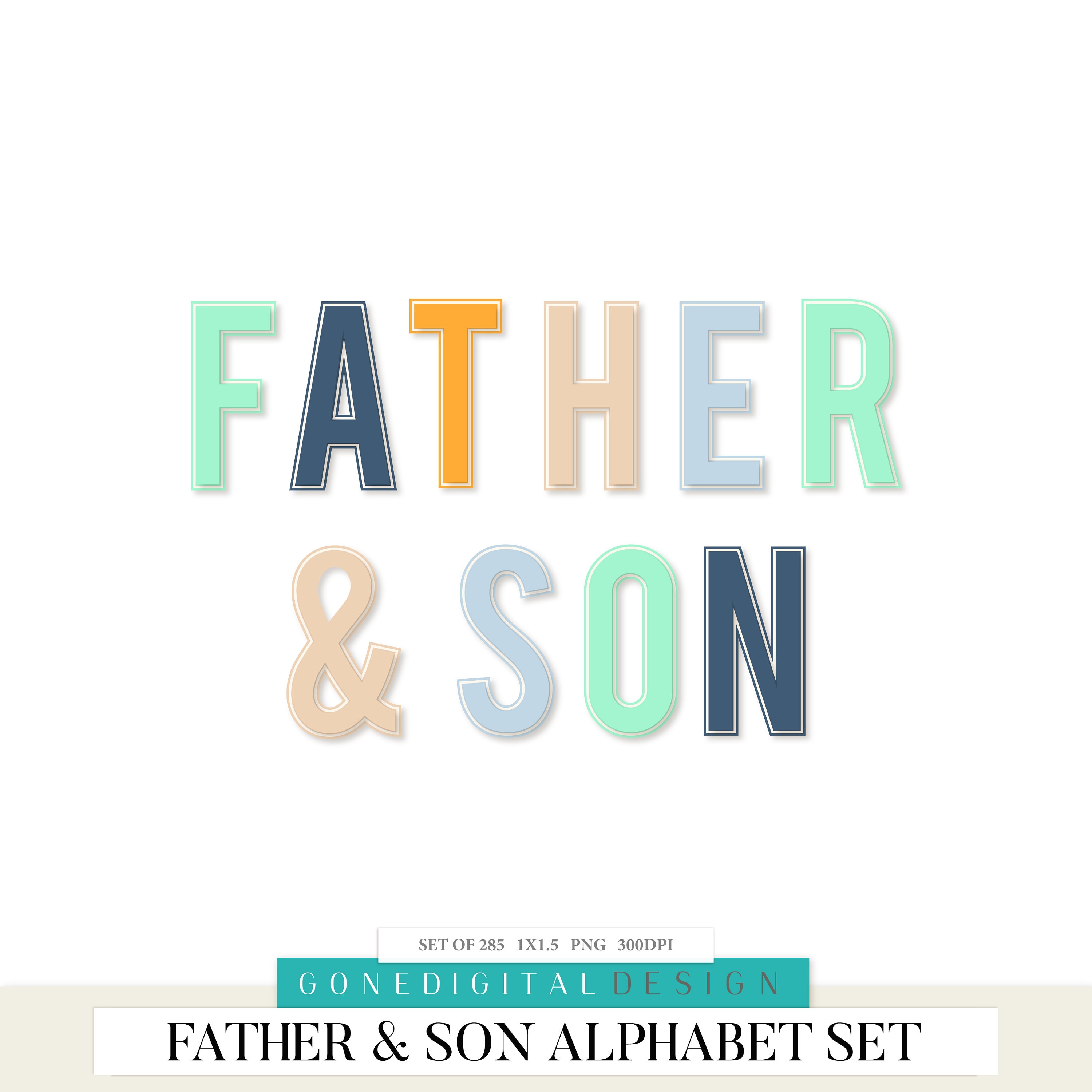 digital dad alphabet printable letter clipart father clipart etsy