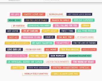 February Love Quotes: Scrapbook Word Art (Digital Download)