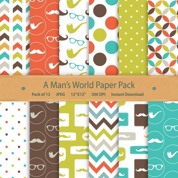 Download Hipster digital paper Fathers Day printable download ...
