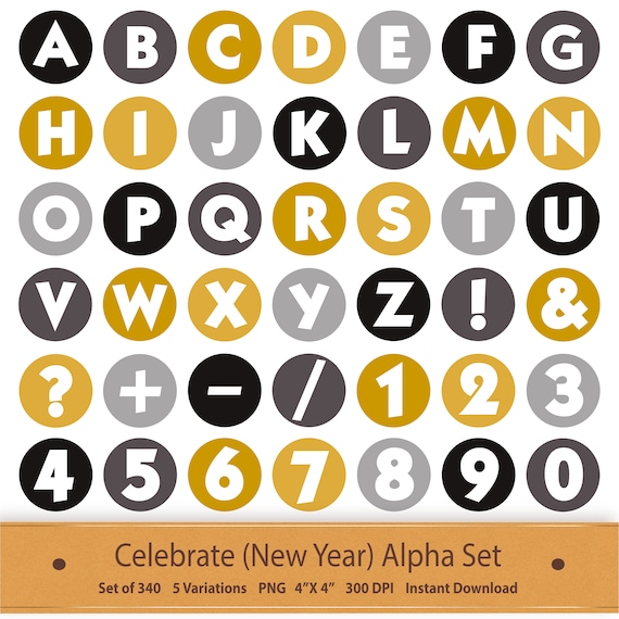 Digital Alphabet Letters Printable New Year Clipart Printable Sticker  Scrapbook Alphabet Clipart Planner Sticker Scrapbook Clipart Celebrate  (Download Now) 