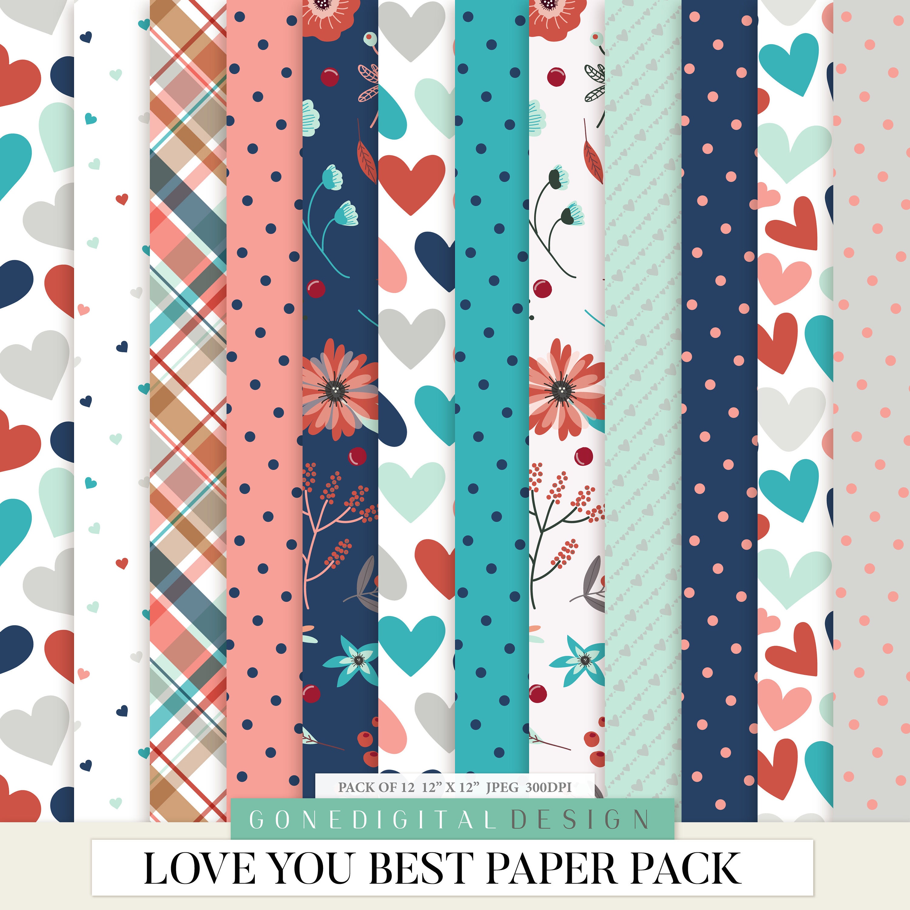 Premium Vector  Heart shaped february month of love digital paper  collection