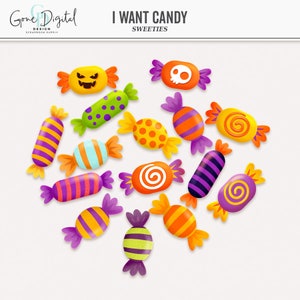 Halloween Candy Clipart Digital Halloween Sweets Clip Art Halloween Sticker Halloween Illustration Halloween Clipart Halloween PNG Candy PNG