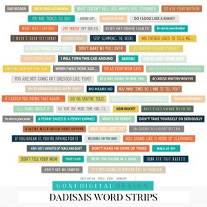 Digital Dad Word Strip Tags Dad Stickers Dadisms Snippets Father Quotes Dad Quotes Dad Sentiments Dad Sayings Sarcasm Printable Father PNG