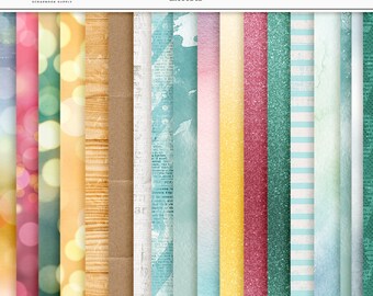 Christmas Digital Paper Pack: Watercolor, Wood, Glitter Textures (Digital Download)