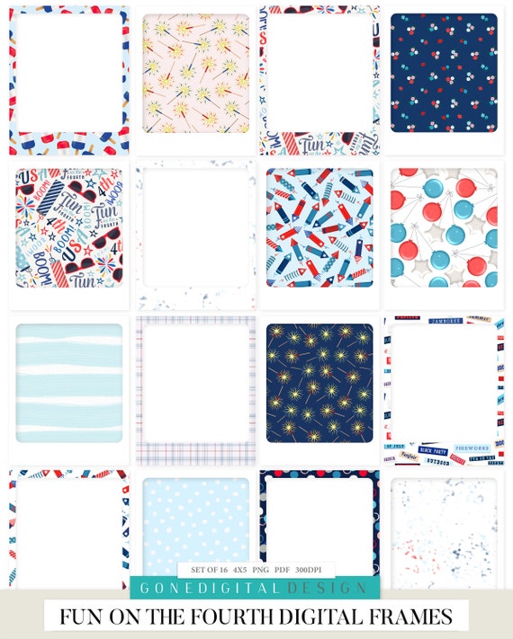 Fun on the Fourth Digital Scrapbook Frames 4th of July Frame Printable ...