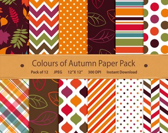 Autumn Scrapbook Paper: Colorful Fall Backgrounds (Digital Download)