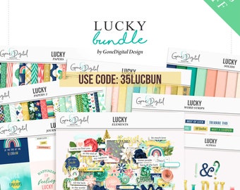 Lucky Spring Digital Scrapbook Bundle: PNG Clipart, Papers (Digital Download)