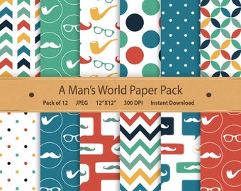 Father's Day Digital Papers, Scrapbooking Kit (Digital Download)