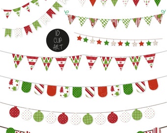 Clip Art Nordic Christmas Bunting clipart Digital Scrapbooking Download Digital art Holiday Bunting Banner Printable Clipart Commercial Use