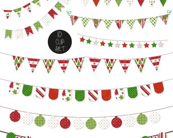 Nordic Christmas Bunting Clip Art: Holiday Banner Graphics (Digital Download)