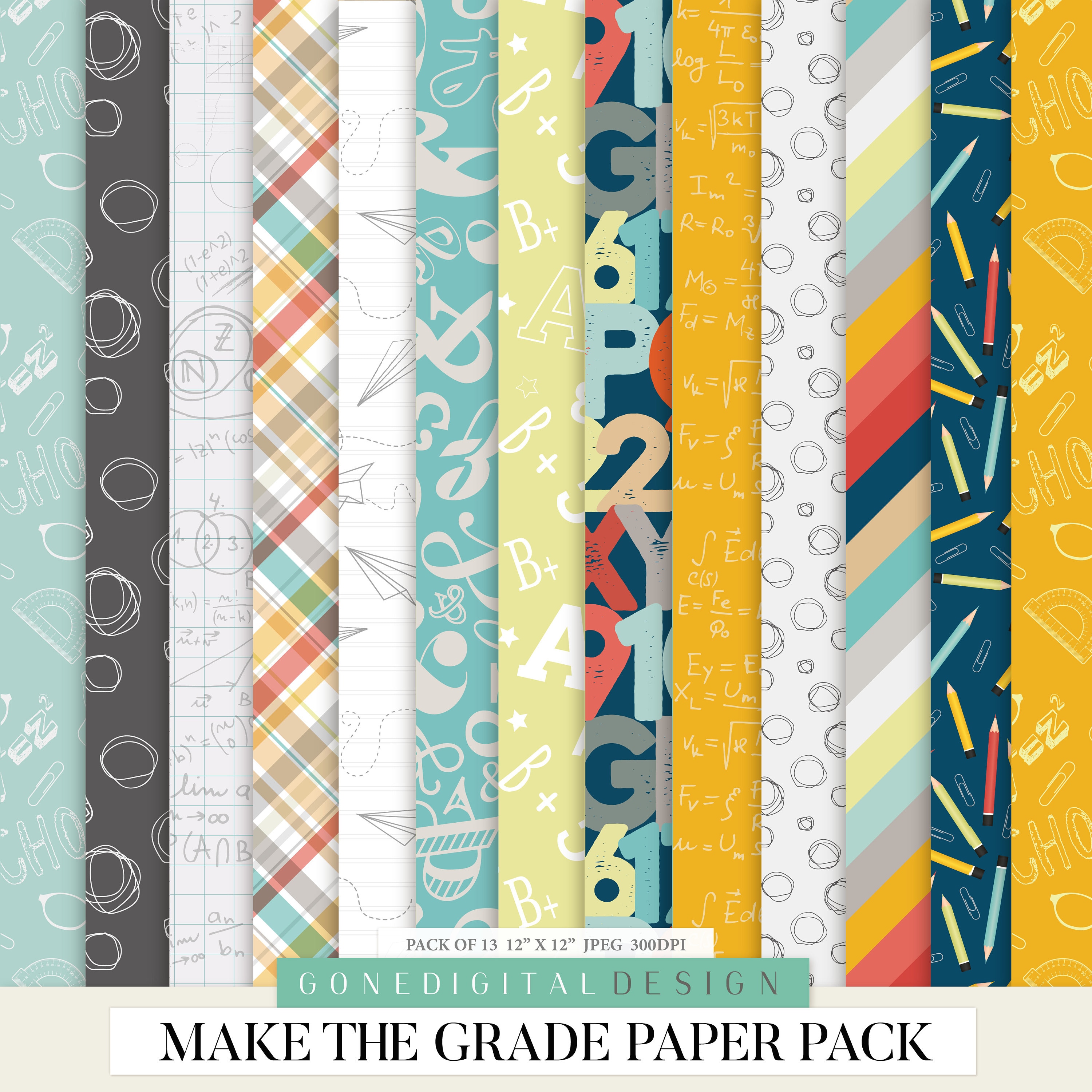 Digital School Papers School Pattern School Scrapbook Paper Back to School Printable Digital School Supplies College Background Papers