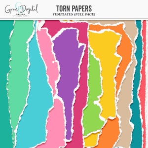 Digital Torn Paper Template Fully Torn Paper Edges PSD Photoshop File Editable Torn Paper Edge Ripped Paper Background PNG Torn Paper Effect