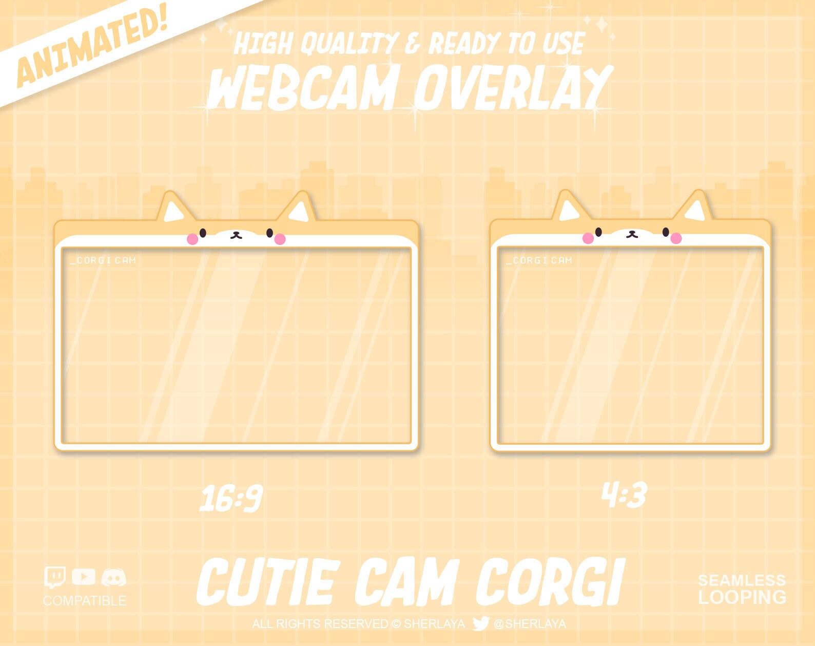 2x Animated Webcam Overlay Cutie Cam Corgi / Pastel / Cute / Camera ...