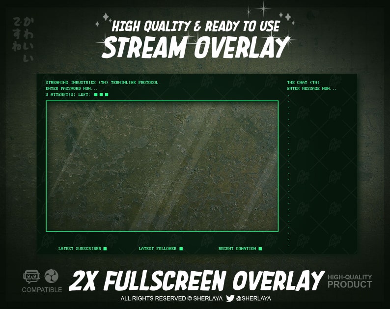 3x Stream Overlay Retro Terminal Green / Vintage / VGA / Pixelart / DOS / Terminal / Computer / Fallout / Apocalypse / Atomic image 4