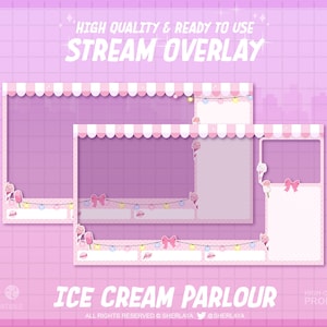 2x Stream Overlay Ice Cream Parlour Cute / Pastel / Frame / Border / Camera / Kawaii / Twitch / Pixel