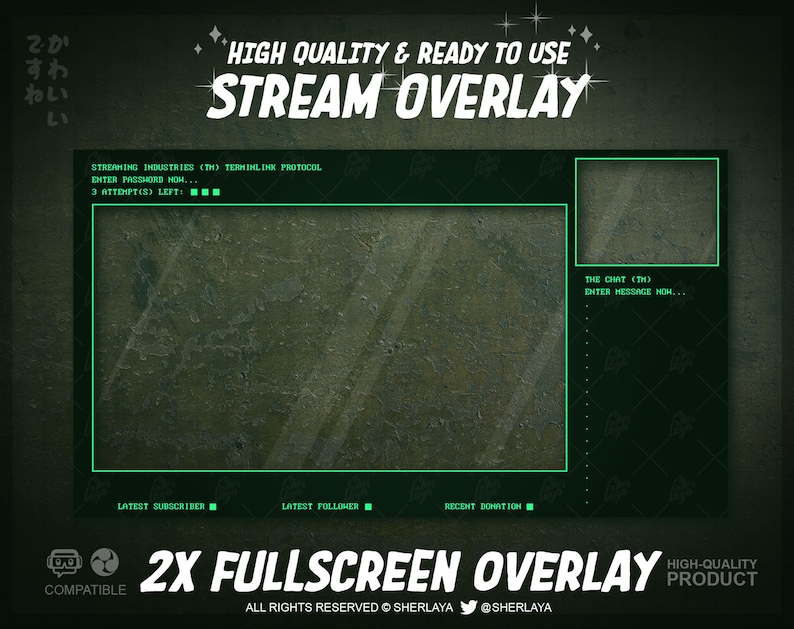 3x Stream Overlay Retro Terminal Green / Vintage / VGA / Pixelart / DOS / Terminal / Computer / Fallout / Apocalypse / Atomic image 3