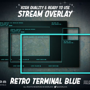3x Stream Overlay Retro Terminal Azul / Vintage / VGA / Pixelart / DOS / Terminal / Computadora / Fallout / Apokalypse