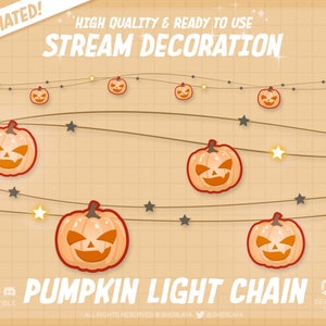 Animated Stream Decoration Pumpkin Light Chain Orange / Halloween / Spooky / Ghost / Kürbis / October / Gruesome / Lights / Twitch