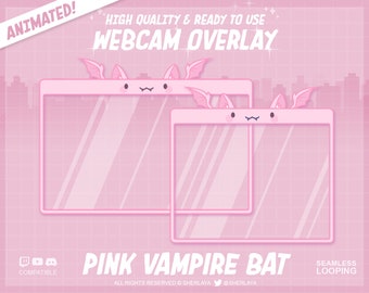 4x Animated Webcam Pink Vampire Bat / Halloween / Spooky / Ghost / Kürbis / October / Ghosts / Lights / Twitch / Camframe