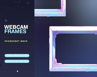 1x Webcam Frame Iridescent Mech / Pink / Purple / VTuber / Cute / Blue / Party / Vtube / Kawaii / Border / Cat / Neon