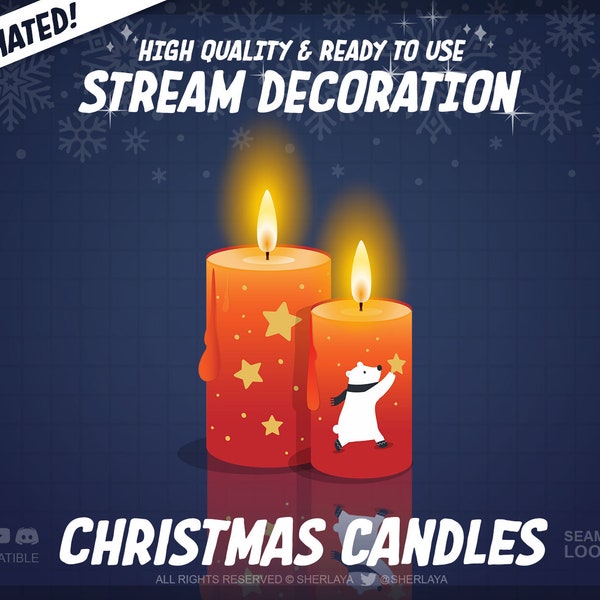 1x Animated Stream Decoration Christmas Candle Polarbear / Christmas / Advent / Winter / Xmas / Season / December / Cozy / Snowfall