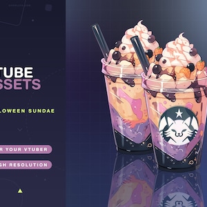 Vtuber Assets Halloween Sundae / Vtube / Vtubing / Twitch / Kawaii / Manga / Cute / Cup / Halloween / Witchy