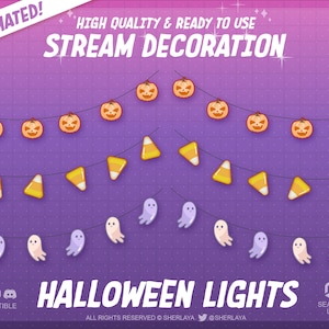 6x Animated Stream Halloween Light Chain / Candy Corn / Spooky / Ghost / Kürbis / October / Ghosts / Lights / Twitch