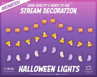 6x Animated Stream Halloween Light Chain / Candy Corn / Spooky / Ghost / Kürbis / October / Ghosts / Lights / Twitch