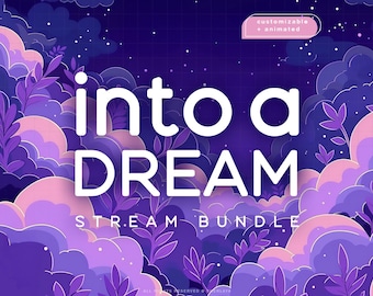 Into A Dream Stream Package / Twitch / Pastel / Purple / Dark / Spring / Pink / Overlay / Kawaii / Dreamy / Animated