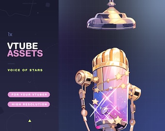 1x Vtuber Microphone Voice Of Stars / Pink / Assets / VTuber / Cute / Pink / Mint / Vtube / Kawaii