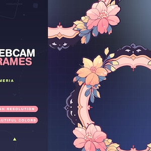 1x Webcam Frame Plumeria / Flowers / Purple / VTuber / Cute / Hawaii / Party / Vtube / Kawaii / Border