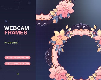 1x Webcam Frame Plumeria / Flowers / Purple / VTuber / Cute / Hawaii / Party / Vtube / Kawaii / Border