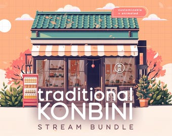 Twitch Konbini Stream Bundle / Pastel / Purple / Dark / Spring / Pink / Overlay / Co-working / Japan / Animated / Sakura