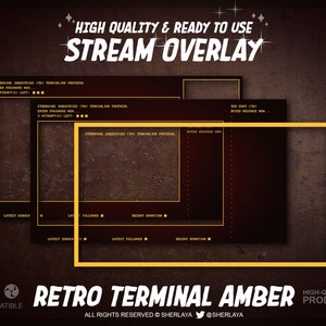 3x Stream Overlay Retro Terminal Amber / Vintage / VGA / Pixelart / DOS / Terminal / Computer / Fallout / Apokalypse